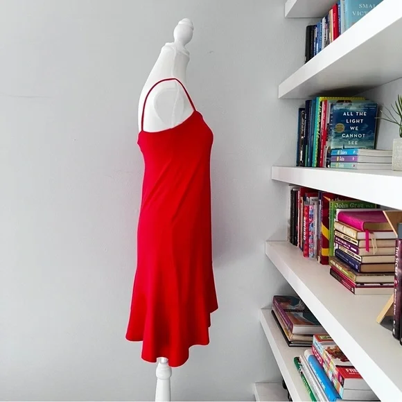 SUSANA MONACO Morello Flutter Hem coral red dress XS